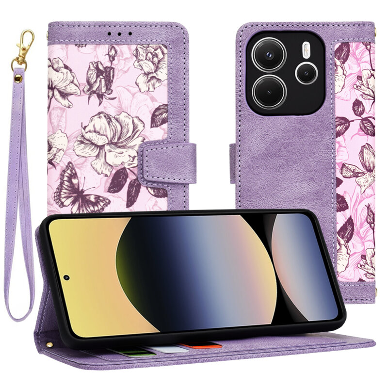 Husa personalizata fete Xiaomi Redmi Note 14 4G (Standard) Techsuit FlipCraft, mov
