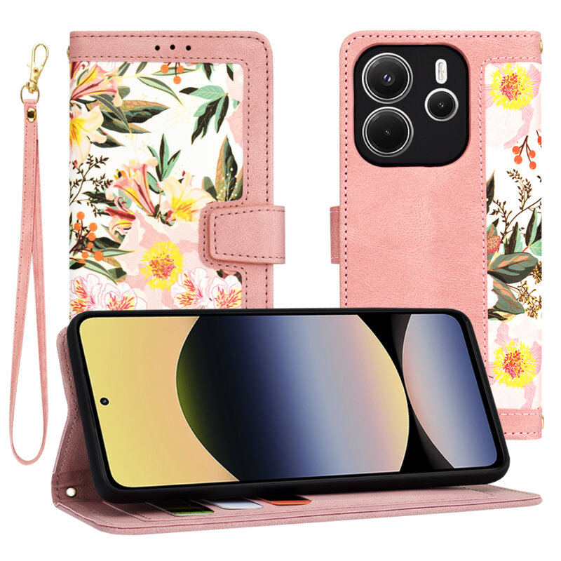 Husa personalizata fete Xiaomi Redmi Note 14 4G (Standard) Techsuit FlipCraft, roz
