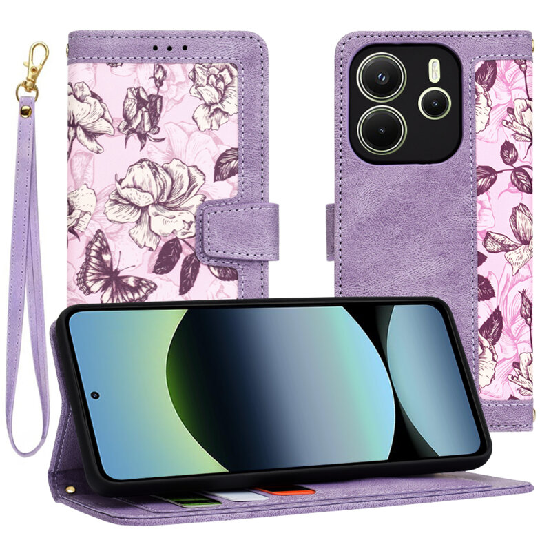 Husa personalizata fete Xiaomi Redmi Note 14 4G (Regional) Techsuit FlipCraft, mov