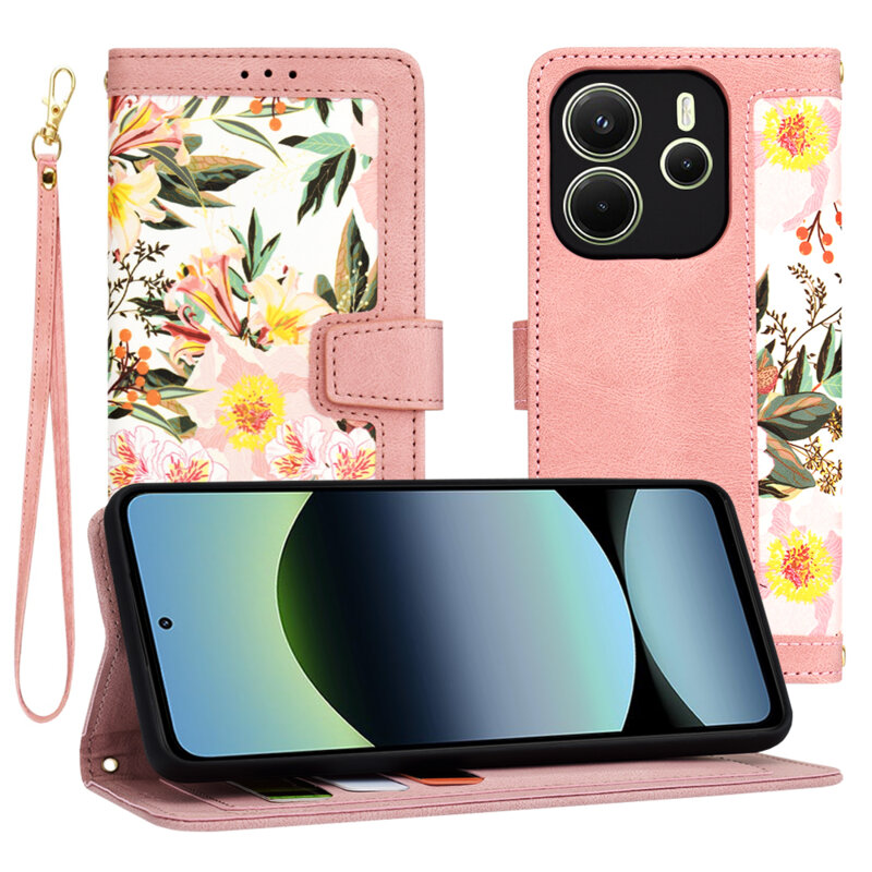Husa personalizata fete Xiaomi Redmi Note 14 4G (Regional) Techsuit FlipCraft, roz