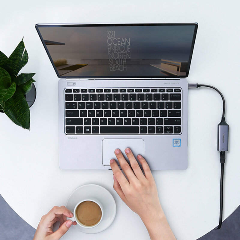 Adaptor internet USB-C la RJ45 Ugreen, 1000Mbps, gri, 50737