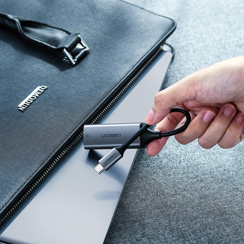 Adaptor internet USB-C la RJ45 Ugreen, 1000Mbps, gri, 50737