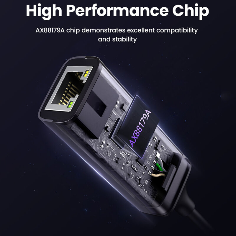 Adaptor internet USB-C la RJ45 Ugreen, 1000Mbps, gri, 50737