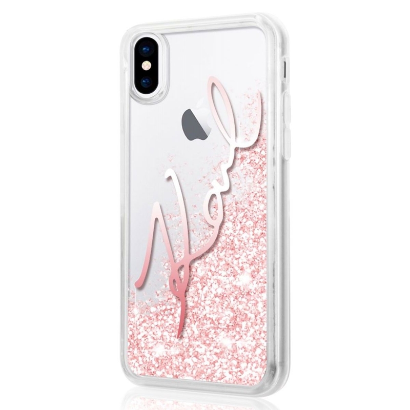 Bumper iPhone X, iPhone 10 Karl Lagerfeld Liquid Glitter KLHCPXSGPI - Pink
