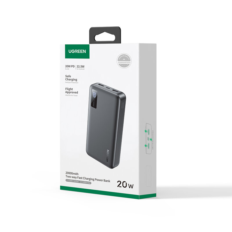 Baterie externa telefon 20000mAh Ugreen, negru, 25683