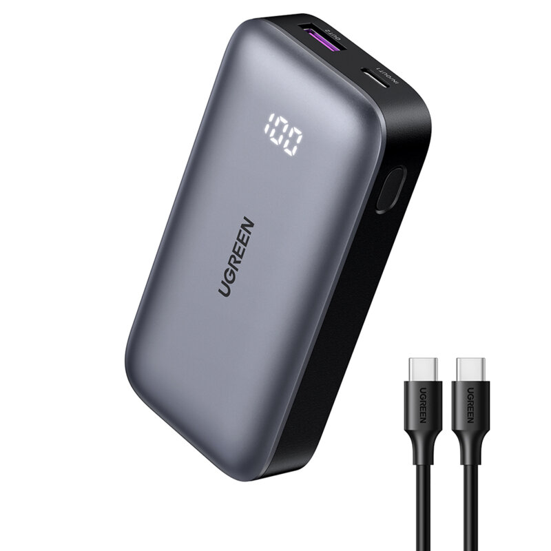 Baterie externa telefon 10000mAh Ugreen, 30W, gri, 25185