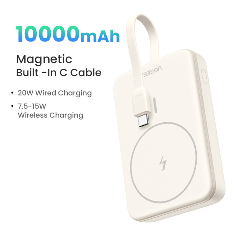 Power bank wireless MagSafe 10000mAh Ugreen, 20W, bej, 35341