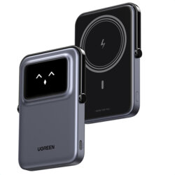 Power bank wireless cu display, 5000mAh Ugreen, gri, 35605B