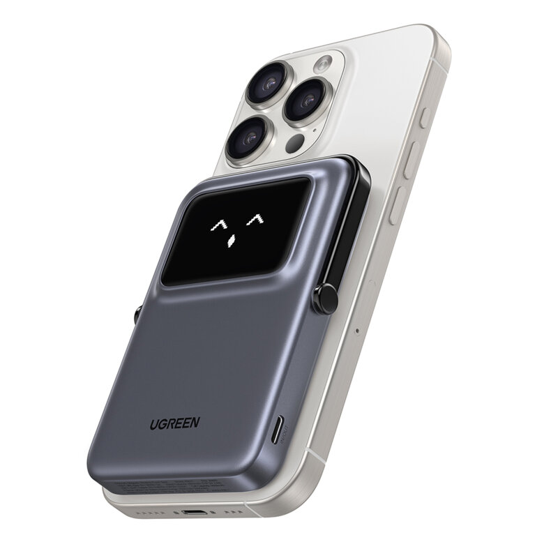 Power bank wireless cu display, 5000mAh Ugreen, gri, 35605B