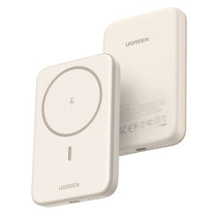 Power bank wireless 5000mAh, USB-C Ugreen, 15W, bej, 25207