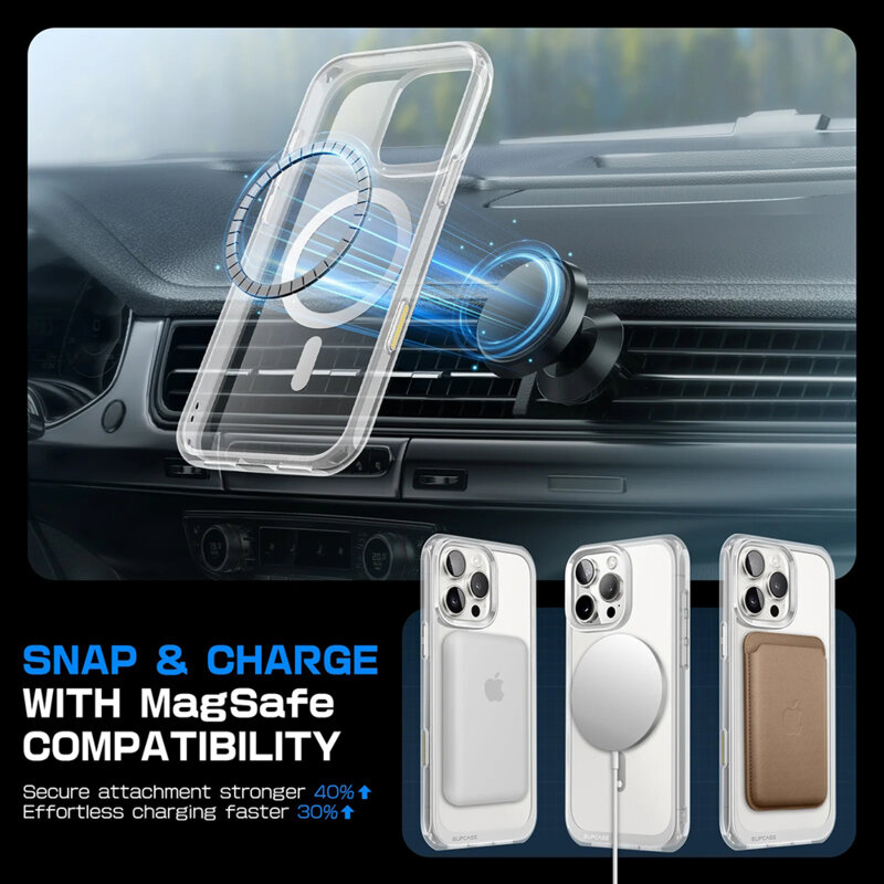 Husa iPhone 16 Pro Supcase Unicorn Beetle Slim Clear MagSafe, transparenta