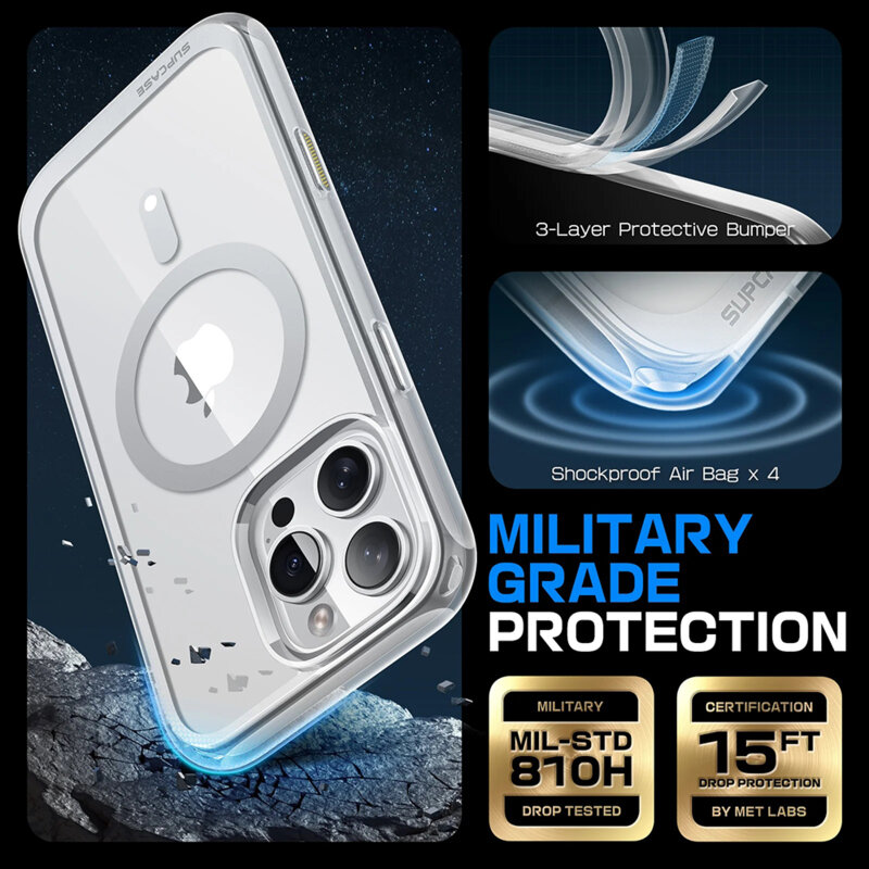 Husa iPhone 16 Pro Supcase Unicorn Beetle Slim Clear MagSafe, transparenta