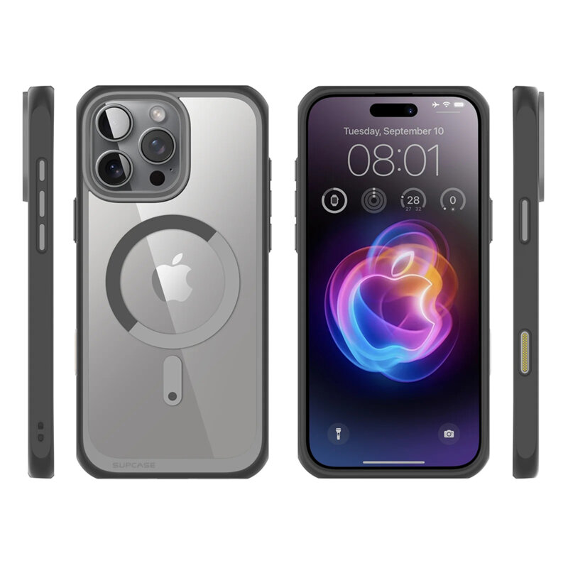 Husa iPhone 16 Pro Supcase Unicorn Beetle Slim Clear MagSafe, gri