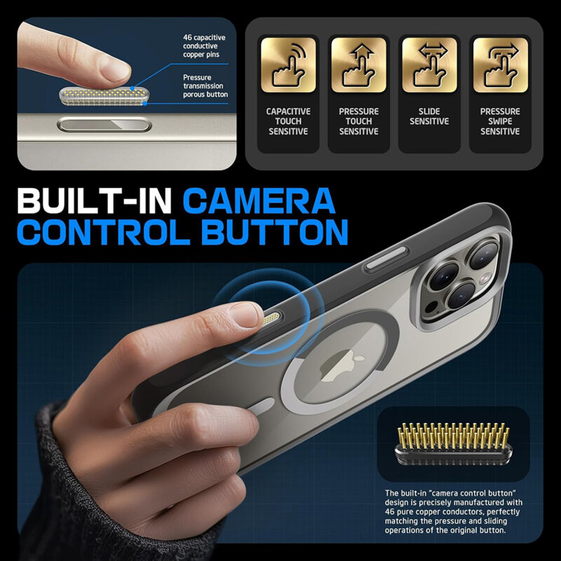 Husa iPhone 16 Pro Supcase Unicorn Beetle Slim Clear MagSafe, gri