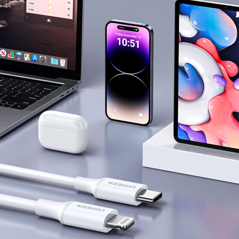 Cablu incarcare iPhone Fast Charging Ugreen, 1m, alb, 10493