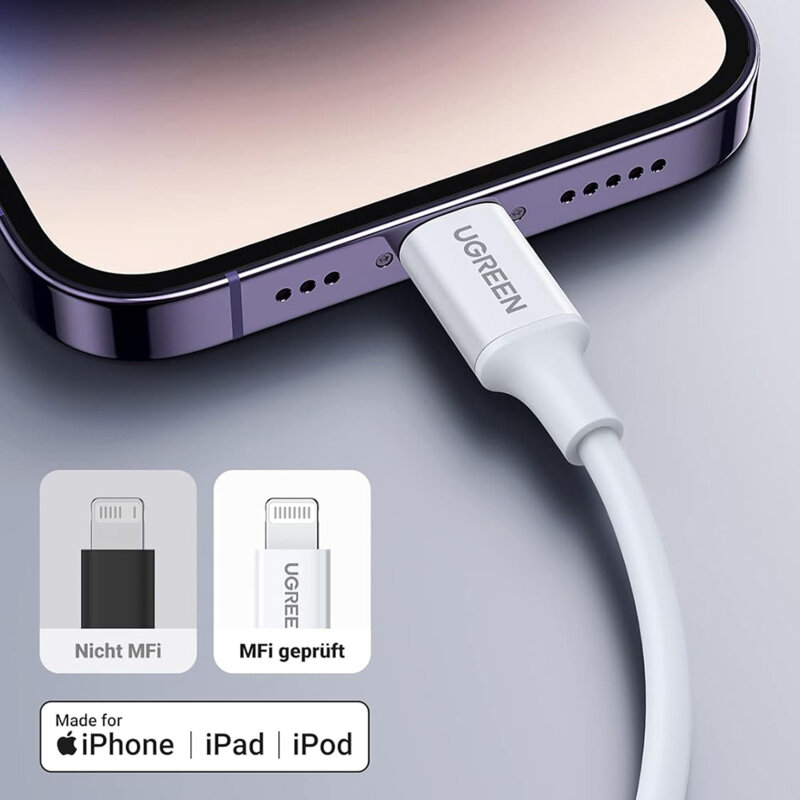 Cablu incarcare iPhone Fast Charging Ugreen, 1m, alb, 10493