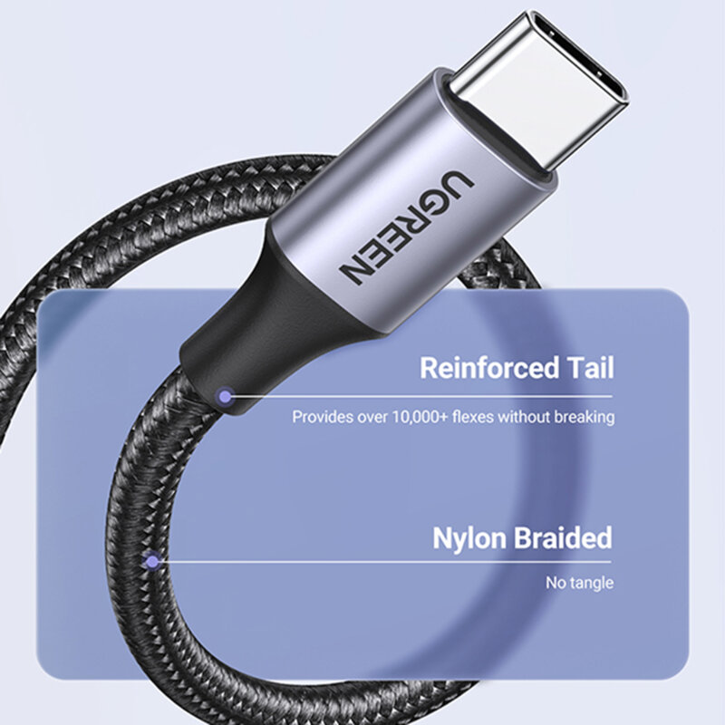 Cablu de date USB la Type-C Ugreen, 18W, 1m, gri, 60126