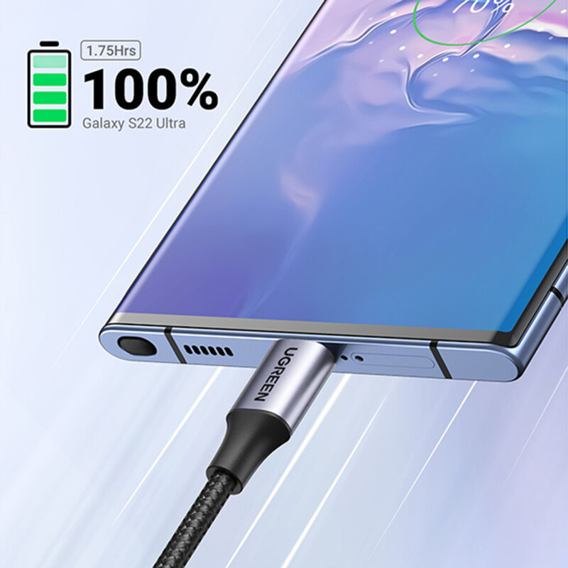 Cablu de date USB la Type-C Ugreen, 18W, 1m, gri, 60126