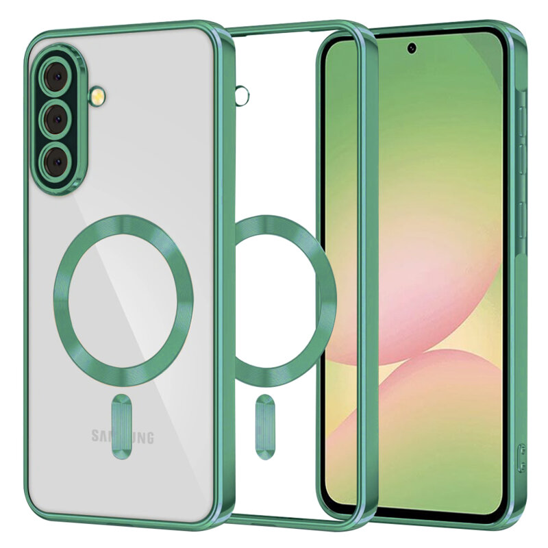 Husa premium Samsung Galaxy A56 5G Techsuit Luxury Crystal MagSafe, verde deschis