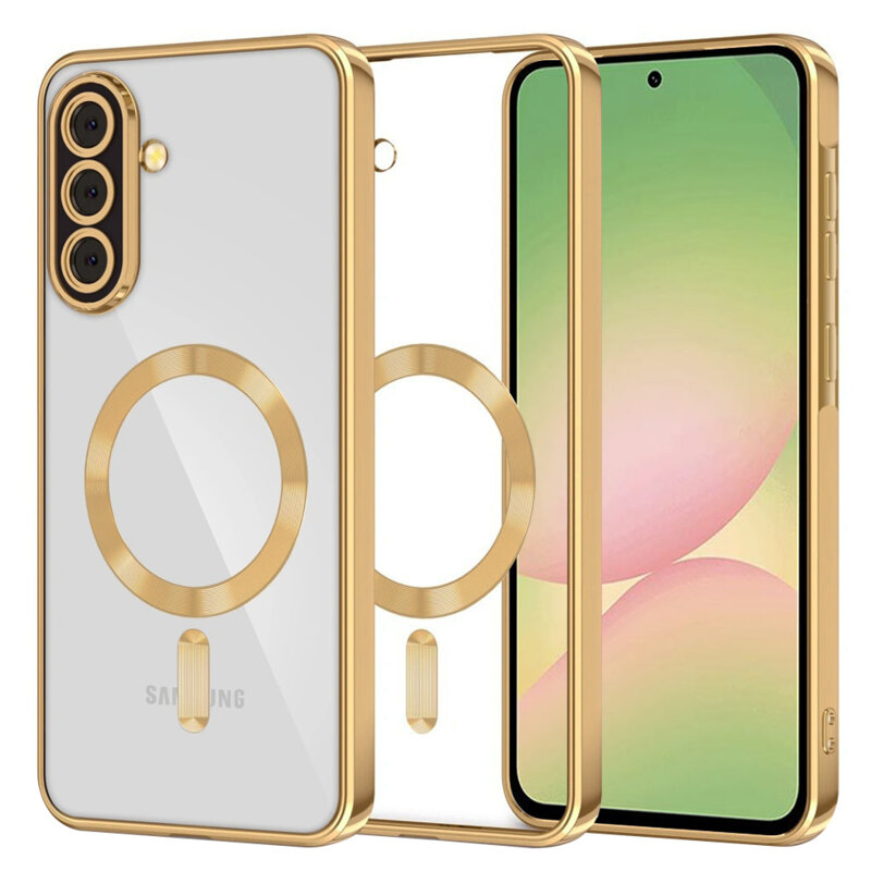 Husa premium Samsung Galaxy A56 5G Techsuit Luxury Crystal MagSafe, auriu