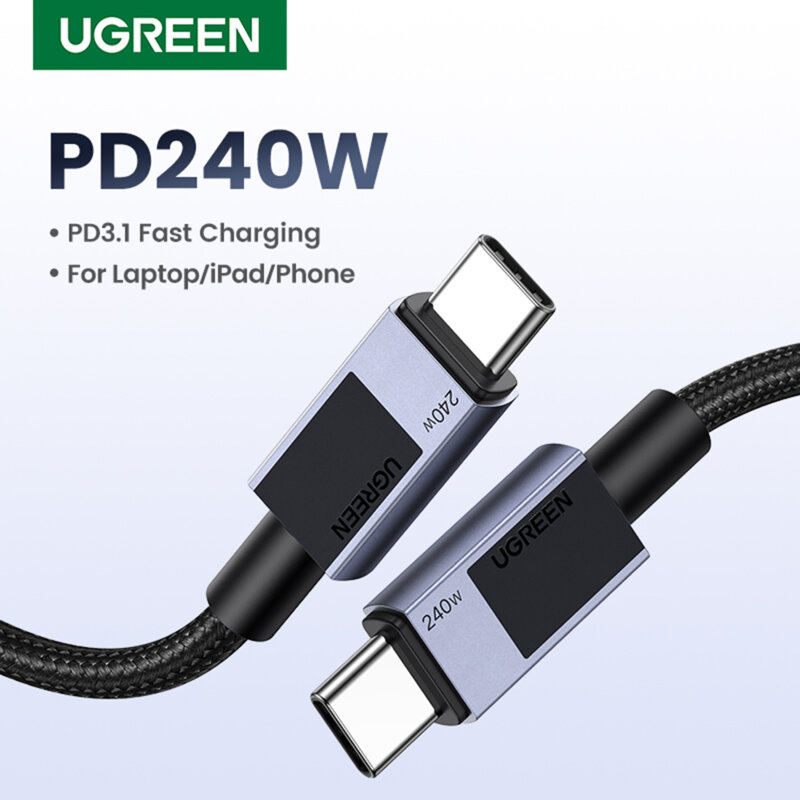 Cablu de date Type-C Ultra Fast Charge 100W, 2m Ugreen, gri, 45068