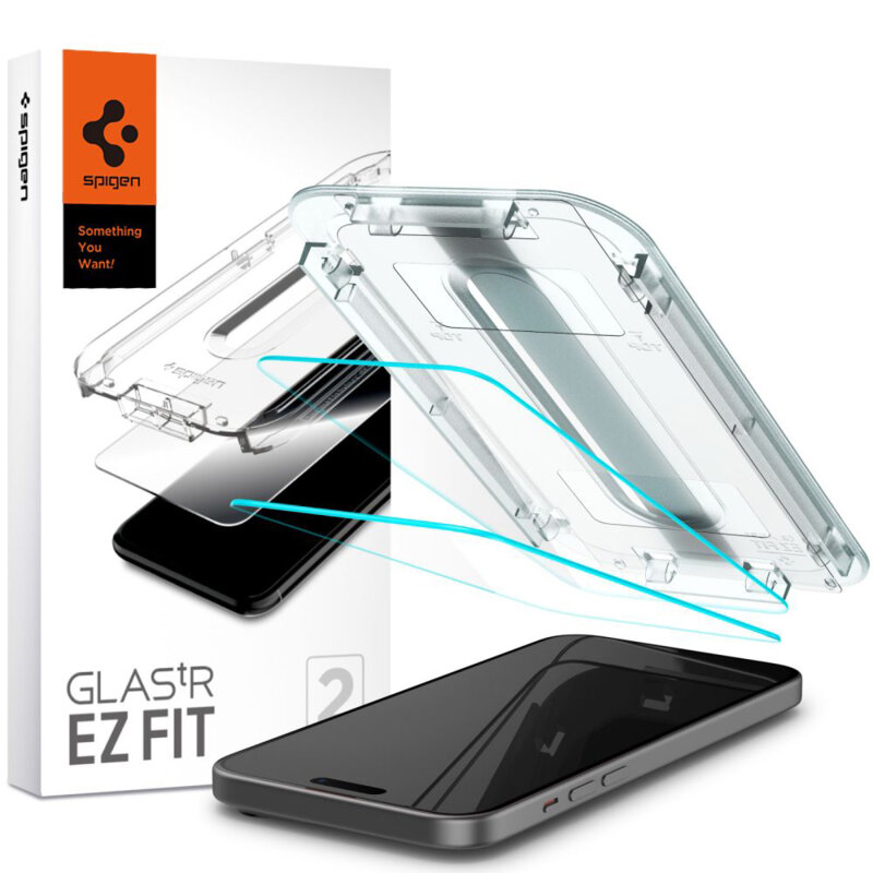 [Pachet 2x] Folie iPhone 16 Spigen Glas.tR EZ Fit, transparenta