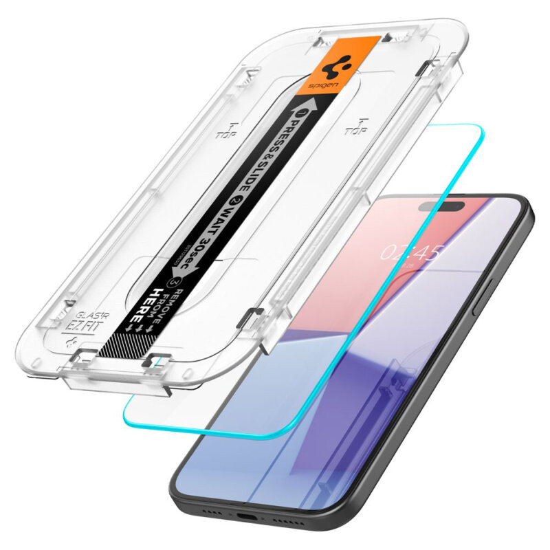 [Pachet 2x] Folie iPhone 16 Spigen Glas.tR EZ Fit, transparenta