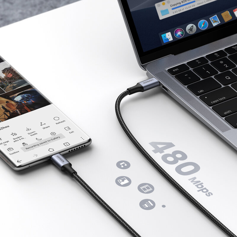 Cablu de date USB-C la Type-C 100W, 5A Ugreen, negru, 70427