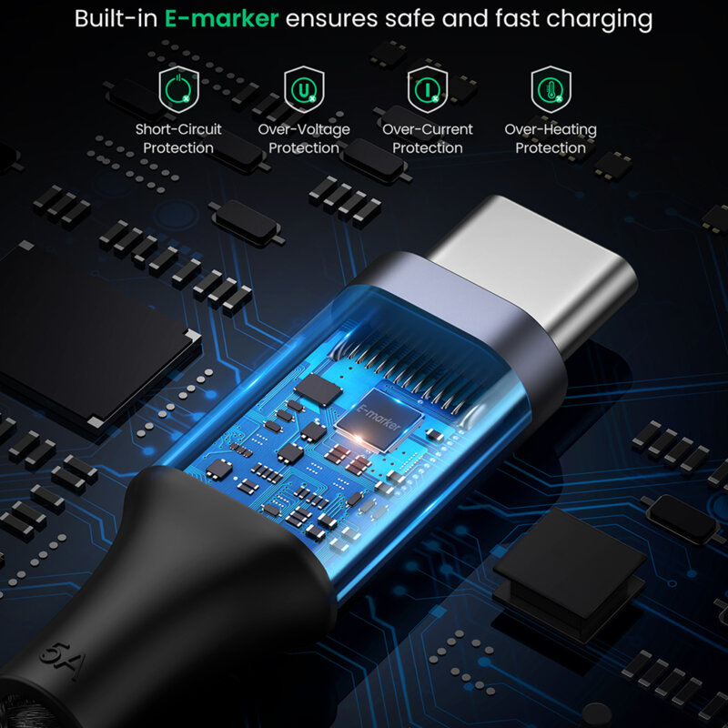 Cablu de date USB-C la Type-C 100W, 5A Ugreen, negru, 70427