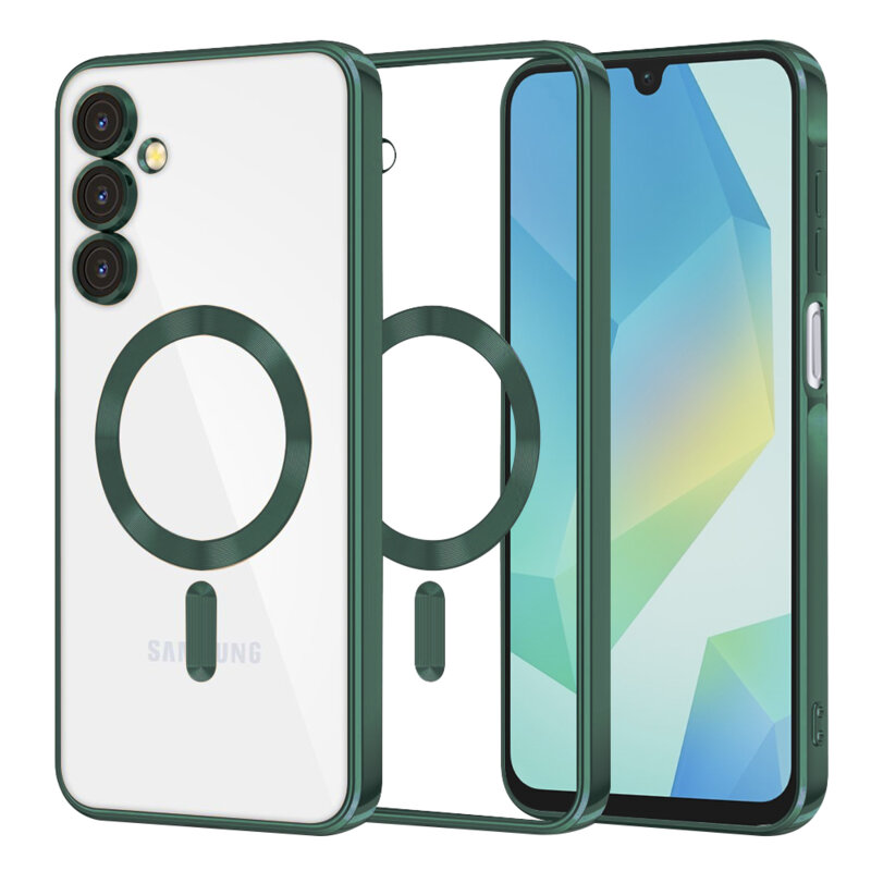 Husa premium Samsung Galaxy A16 5G Techsuit Luxury Crystal MagSafe, verde inchis