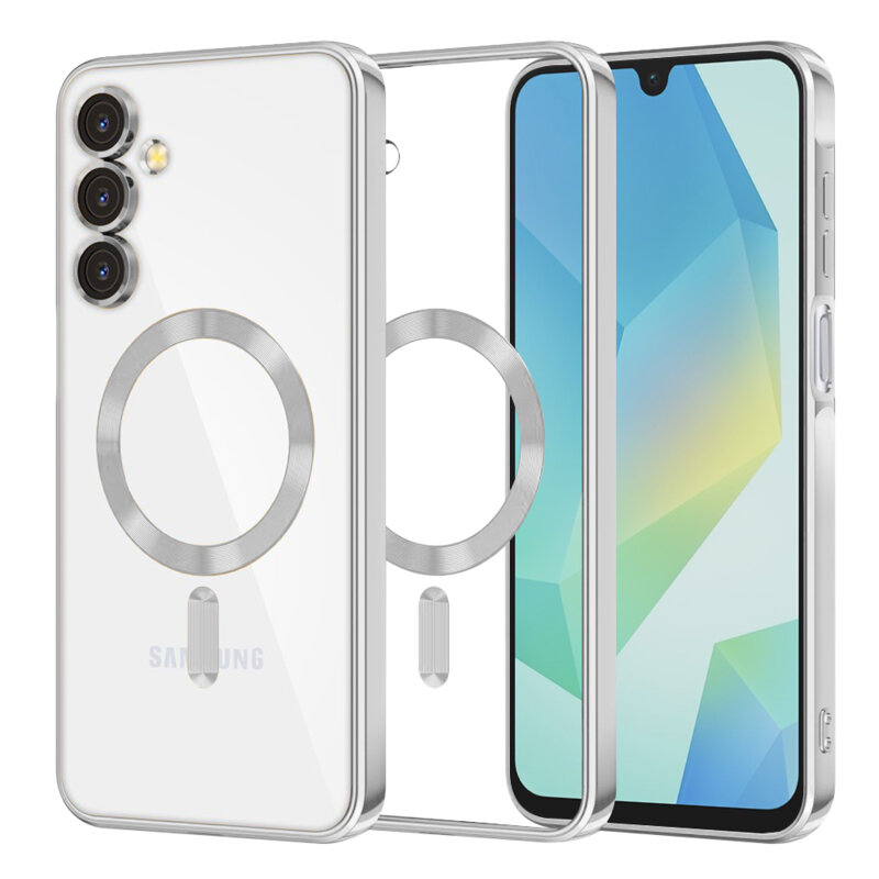 Husa premium Samsung Galaxy A16 5G Techsuit Luxury Crystal MagSafe, argintiu