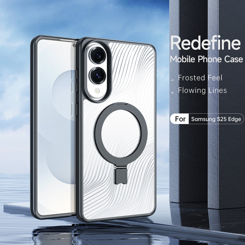 Husa Samsung Galaxy S25 Edge Dux Ducis Aimo MagSafe Magnetic Stand, negru