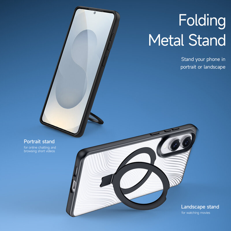 Husa Samsung Galaxy S25 Edge Dux Ducis Aimo MagSafe Magnetic Stand, negru