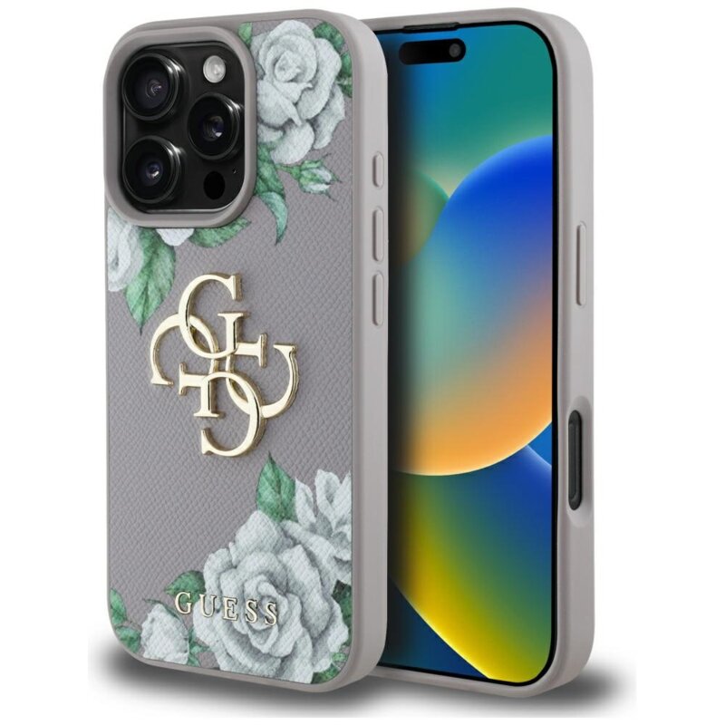 Husa originala Guess iPhone 16 Pro Max Hardcase 4G Grained Roses Big Logo, mov, GUHCP16XPGROP4MU