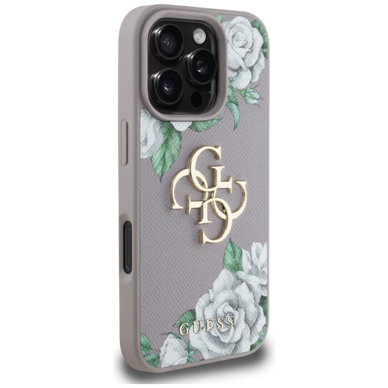 Husa originala Guess iPhone 16 Pro Max Hardcase 4G Grained Roses Big Logo, mov, GUHCP16XPGROP4MU