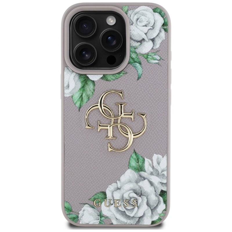 Husa originala Guess iPhone 16 Pro Max Hardcase 4G Grained Roses Big Logo, mov, GUHCP16XPGROP4MU