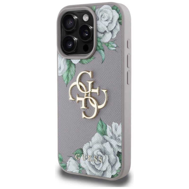 Husa originala Guess iPhone 16 Pro Max Hardcase 4G Grained Roses Big Logo, mov, GUHCP16XPGROP4MU