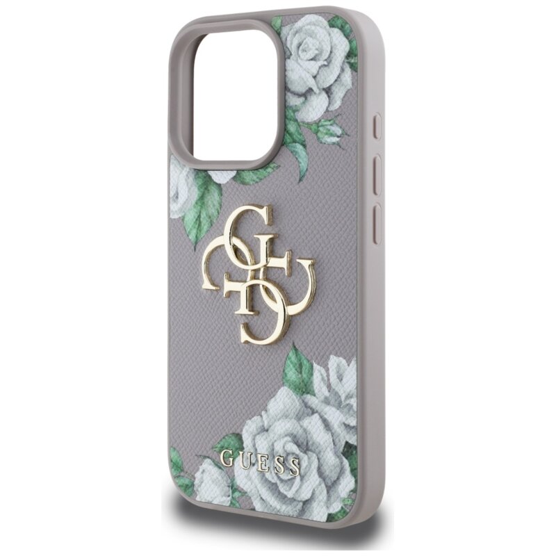 Husa originala Guess iPhone 16 Pro Max Hardcase 4G Grained Roses Big Logo, mov, GUHCP16XPGROP4MU