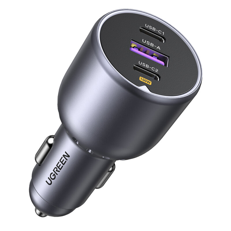 Incarcator auto bricheta USB, 2x Type-C Ugreen, gri, 35025