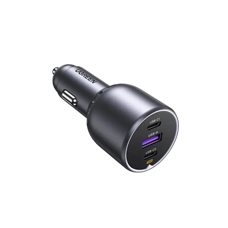 Incarcator auto bricheta USB, 2x Type-C Ugreen, gri, 35025