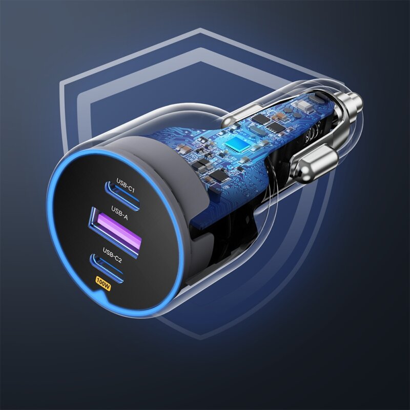 Incarcator auto bricheta USB, 2x Type-C Ugreen, gri, 35025