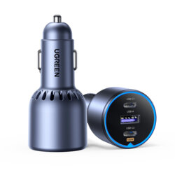 Incarcator auto bricheta USB, 2x Type-C Ugreen, gri, 55511