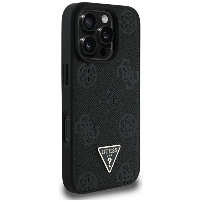 Husa iPhone 16 Pro Max Guess Peony Script MagSafe, negru, GUHMP16XPGBTMK