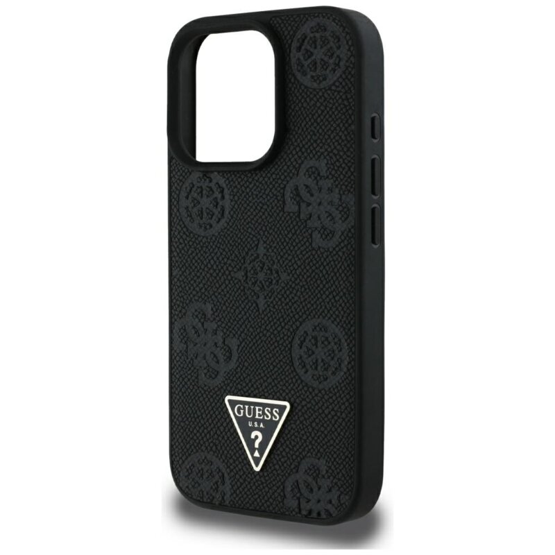 Husa iPhone 16 Pro Max Guess Peony Script MagSafe, negru, GUHMP16XPGBTMK