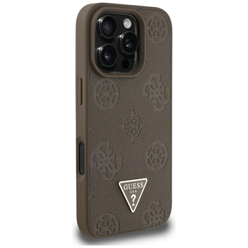 Husa iPhone 16 Pro Max Guess Peony Grained Hot Stamp Triangle MagSafe, maro, GUHMP16XPGBTMW