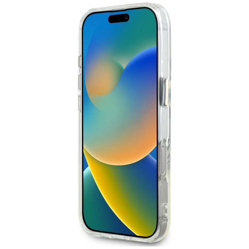 Husa iPhone 16 Pro originala Guess IML Metal Colored Circle MagSafe, alb, GUHMP16LHTDRCEDH