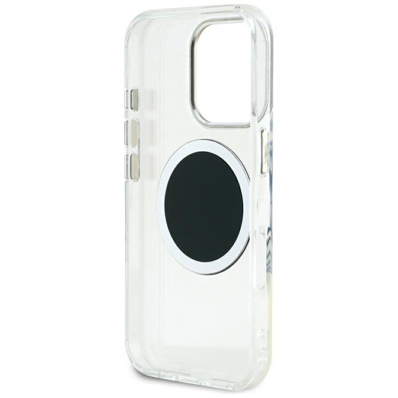 Husa iPhone 16 Pro Max originala Guess IML Metal Colored Circle MagSafe, negru, GUHMP16XHTDRCEDK