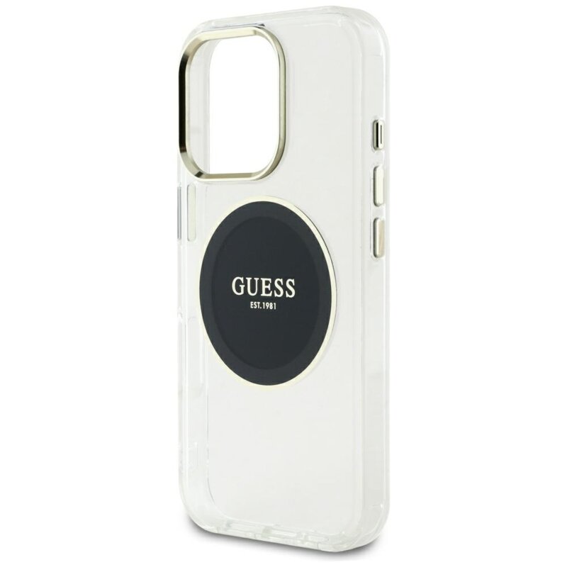 Husa iPhone 16 Pro Max originala Guess IML Metal Colored Circle MagSafe, negru, GUHMP16XHTDRCEDK