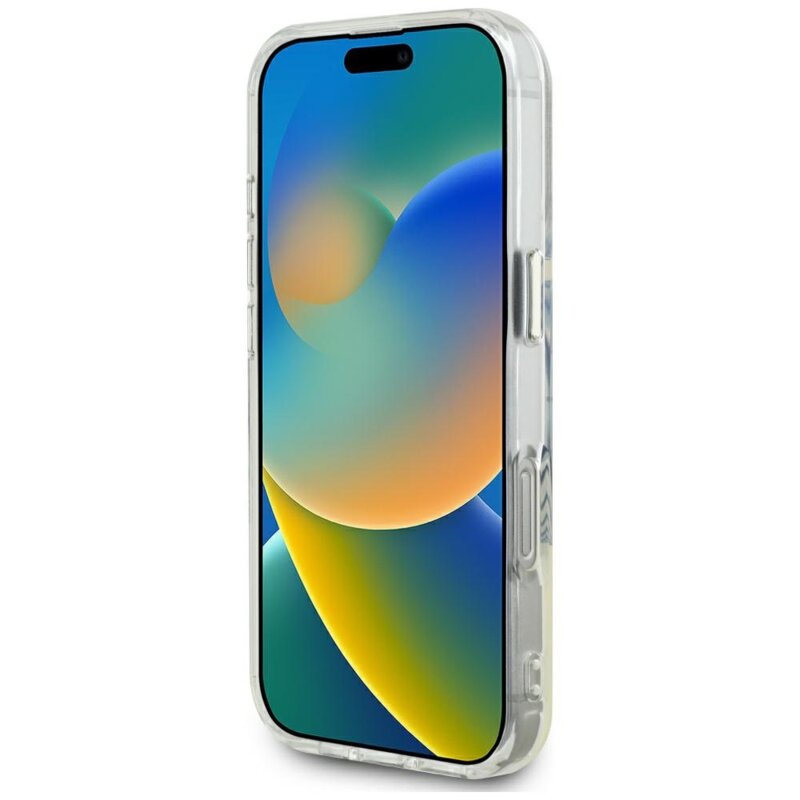 Husa iPhone 16 Pro Max originala Guess IML Metal Colored Circle MagSafe, gri, GUHMP16XHTDRCEDG