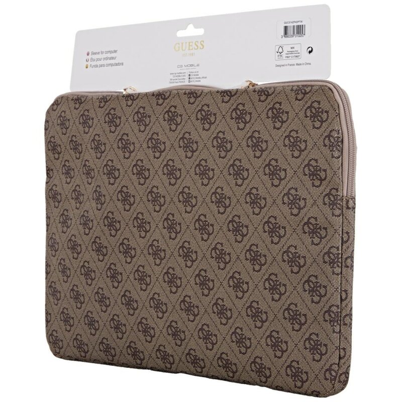 Husa laptop 14 inch Guess 4G Triangle Logo, maro, GUCS14ZP4DPTW